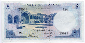 Lebanon 5 Livres 1952 - 1964
P# 56b; E24 25913; XF+