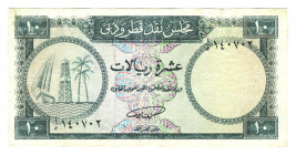 Qatar & Dubai 10 Riyals 1960
P# 3; Restored; F-VF