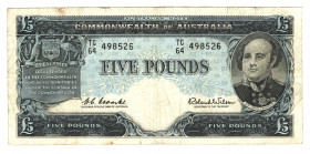 Australia Commonwealth 5 Pounds 1954
P# 31; VF