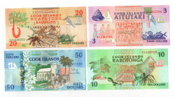 Cook Islands 3-10-20-50 Dollars 1992 (ND)
P# 7-10; AUNC-UNC