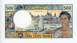 French Pacific Territories 500 Francs 1992 (ND)
P# 1e; # 26339612; Signature 9; UNC