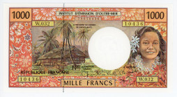 French Pacific Territories 1000 Francs 1996 (ND)
P# 2h; # 79610436; Signature 9; UNC