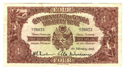 Tonga 4 Shillings 1942
P# 9a; VF