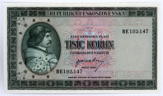 Czechoslovakia 1000 Korun 1945 Specimen
P# 65s; #BE192147; UNC