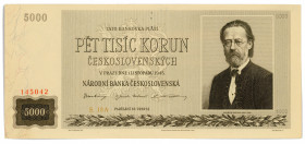 Czechoslovakia 5000 Korun 1945 Specimen
P# 75s; #S.13A 145042; UNC