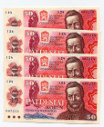 Czechoslovakia 4 x 50 Korun 1987 With Consecutive Numbers
P# 96b; # I24007213 - I24007216; UNC