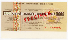 Czechoslovakia 1000 Korun (ND) Specimen
Travel Check; #R00000000; UNC