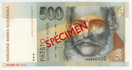 Slovakia 500 Korun 1993 Specimen
P# 23s; #F00000000; UNC