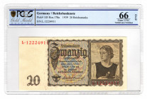Germany - Third Reich 20 Reichsmark 1939 PCGS 66 OPQ
P# 185; UNC