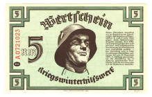 Germany - Third Reich Winterhelp 5 Reichsmark 1940 1st Issue
P# NL; UNC