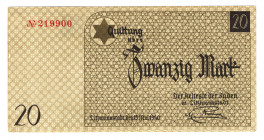 Germany - Third Reich Litzmannstadt Jewish Getto 20 Mark 1940
P# NL; UNC-