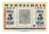 Germany - Third Reich Winterhelp 5 Reichsmark 1940 -1941 With Red Text
UNC