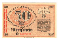Germany - Third Reich Winterhelp 50 Reichspfennig 1940 -1941 With Red Text
AUNC+