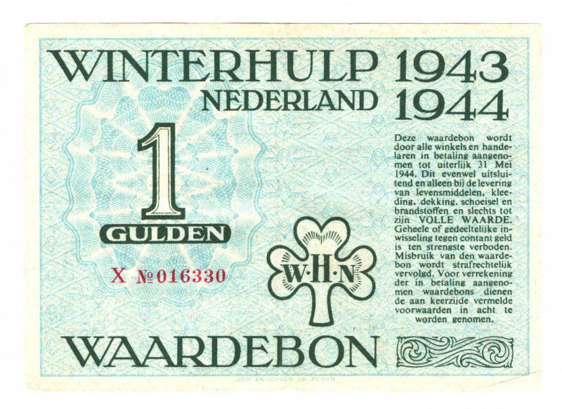 Germany - Third Reich Nederland Winterhelp 1 Gulden 1943 -1944 Blue Color
P# NL...