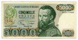 Belgium 5000 Francs 1975
P# 37; #0123T0488 0030680488; VF