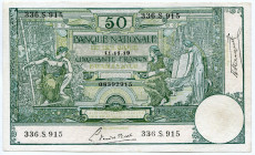 Belgium 50 Francs 1919 - 1923
P# 68d; # 08392915; XF