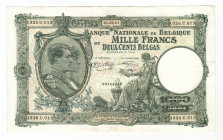 Belgium 1000 Francs 200 Belgas 1941
P# 110; VF-XF