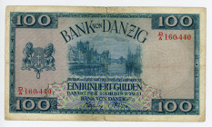 Danzig 100 Gulden 1931
P# 62; #D/A 160,440; Bank von Danzig; F-VF