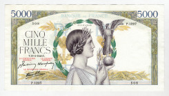 France 5000 Francs 1943
P# 97d; XF-AUNC