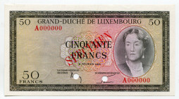 Luxembourg 50 Francs 1961 Specimen
P# 51a; # A000000; UNC