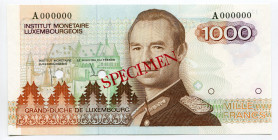 Luxembourg 1000 Francs 1985 (ND) Specimen
P# 59s; # A000000; UNC