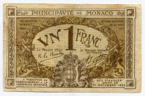 Monaco 1 Franc 1920
P# 4b; # B 207764; XF
