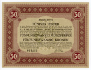 Montenegro 50 Perpera 1917
P# M153; # 021,423; UNC