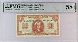 Netherlands 1 Gulden 1945 PMG 58
P# 70; # 5AE571289
