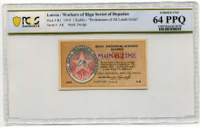Latvia Lot of 4 Banknotes 1919 PCGS 55 - 64
P# R1 - R4; Workers of Riga Soviet of Deputies