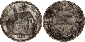 French Indochina 1 Piastre 1889 A
KM# 5; Silver; Mint: Paris; AUNC-