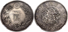 Japan 1 Yen 1878 (11) NGC AU
Y# A25.2; Silver; Meiji; NGC AU Det. Chopmark Repair