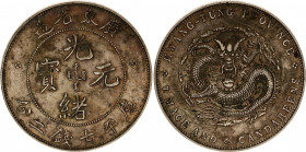 China Kwangtung 1 Dollar 1890 - 1908 (ND)
Y# 203; L&M# 133; Silver 26.75 g.; AUNC Toned