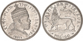 Ethiopia 1/4 Birr 1903 EE 1895 A
KM# 3; Silver; Menelik II. UNC, full mint luster. Rare condition.
