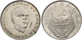 Rwanda 10 Francs 1964 Essai
KM# E3; Copper-nickel; UNC with minor hairlines