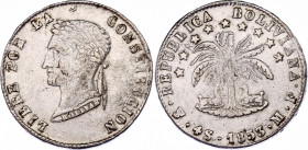 Bolivia 4 Soles 1853 PTS MF Overdate
KM# 123.2; Silver; XF/AUNC