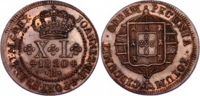 Brazil 40 Reis 1820 R
KM# 319.1; João VI; UNC, mint luster remains