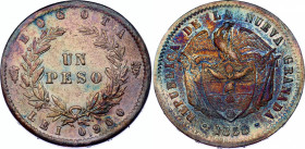 Colombia 1 Peso 1858
KM# 118; Silver; XF with amazing toning