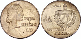 Cuba 1 Peso 1939
KM# 22; Silver; ABC Peso; UNC with mint luster and nice toning