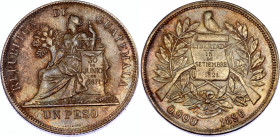 Guatemala 1 Peso 1896 Overdate
KM# 210; Silver; AUNC with amazing toning