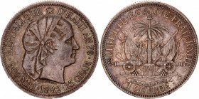 Haiti 1 Gourde 1882
KM# 46; Silver; 1st Republic; Mint: Paris; XF Toned
