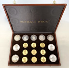 Haiti Full Set of "Chiefs" 9 Silver & 9 Gold Coins 1971 IC
9 x 10 Gourdes (KM# 79 - 87; Silver); 9 x 100 Gourdes (KM# 90 - 98; Gold (.900) 19,75g.); ...