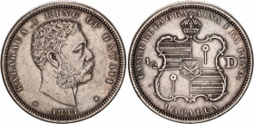 Hawaii 1/2 Dollar 1883
KM# 6; Silver; Kalākaua I; Mint: San Francisco; AUNC