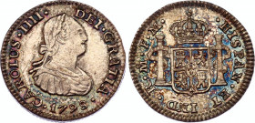 Mexico 1/2 Real 1798 FM Double Strike
KM# 72; Silver; Charles IV; UNC with amazing toning