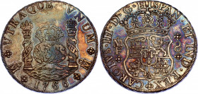 Mexico 8 Reales 1766 MF
KM# 105; Silver; Carlos III; XF/AUNC with amazing toning