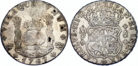 Mexico 8 Reales 1767 MF
KM# 105; Silver; Carlos III; VF