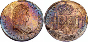 Mexico 8 Reales 1816 JJ Overstrike
KM# 111; Silver; Ferdinand VII; UNC with outstanding toning