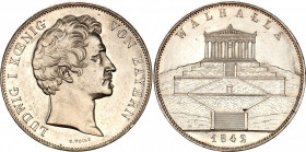 German States Bavaria 2 Taler 1842
KM# 811; AKS# 103; Silver; Ludwig I; Walhalla; UNC Toned