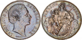 German States Bavaria 1 Taler 1865 (ND)
KM# 877; AKS# 176; Silver; Ludwig II; "Madonnentaler"; AUNC Toned