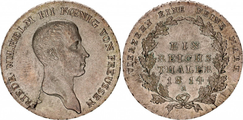 German States Prussia 1 Reichstaler 1814 A
KM# 387; Silver; Friedrich Wilhelm I...
