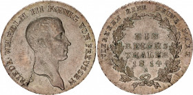 German States Prussia 1 Reichstaler 1814 A
KM# 387; Silver; Friedrich Wilhelm III; UNC